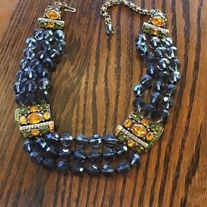 Charcoal grey three strand necklace